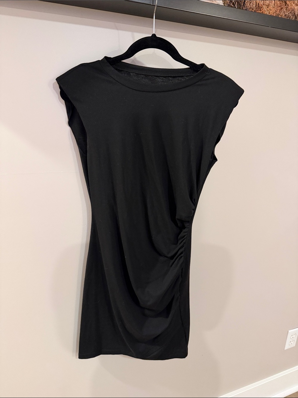 SHEIN Black Sleeveless Side-Ruching Mini Dress